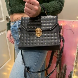 Black Crossbody with gold studs